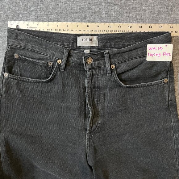 Agolde 90's Mid Rise Loose Fit Distressed Jeans - Women's Size 27*30 - Black - Picture 7 of 13